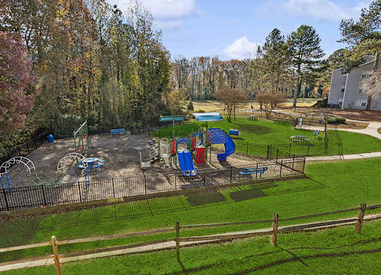 Aerial View of Community Playground at Element 41 Apartments located in Marietta, GA.