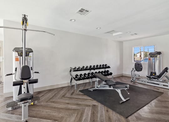 Community Fitness Center with Equipment at Loma Vista Apartments in Las Vegas, NV.