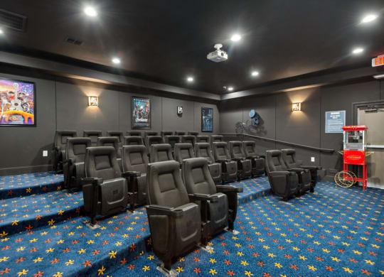 Community theater room at Park West Apartments in Houston, Texas
