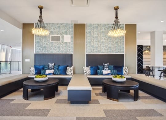 Community lounge  with booth seating spaces