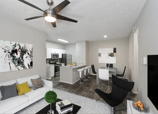 Model living room and kitchen