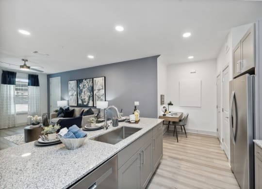 Model kitchen with stainless steel appliances