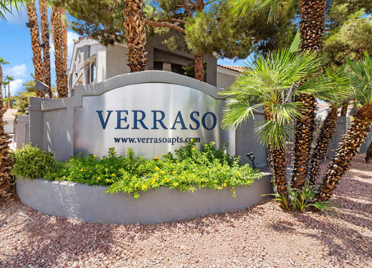 Community Monument Sign at Verraso Apartments in Las Vegas, NV.