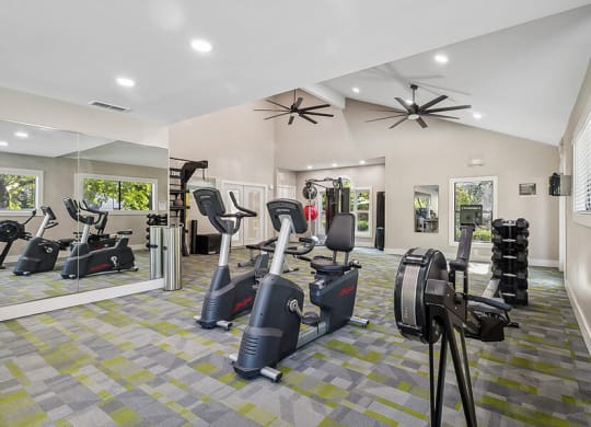 Community Fitness Center with Equipment at Lakeside Retreat Apartments located in Peachtree Corners, GA.