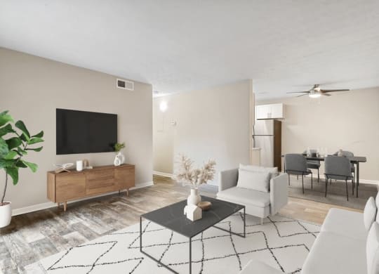Model living room and dining room