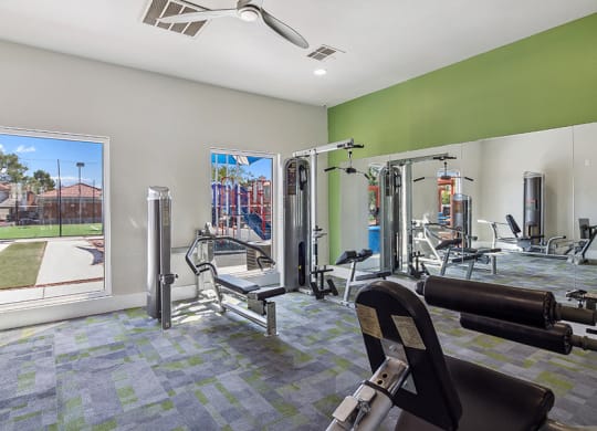 Community Fitness Center with Equipment at Stonegate Apartments in Las Vegas, NV.