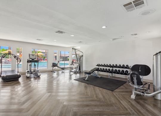 Community Fitness Center with Equipment at Loma Vista Apartments in Las Vegas, NV.