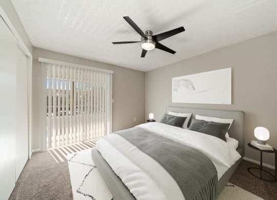 Model bedroom with patio
