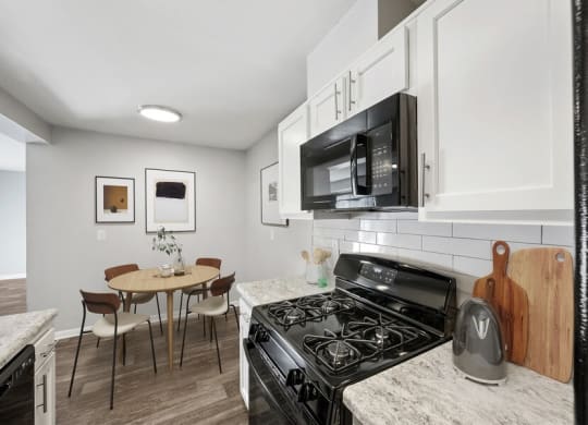 Model kitchen with open dining area