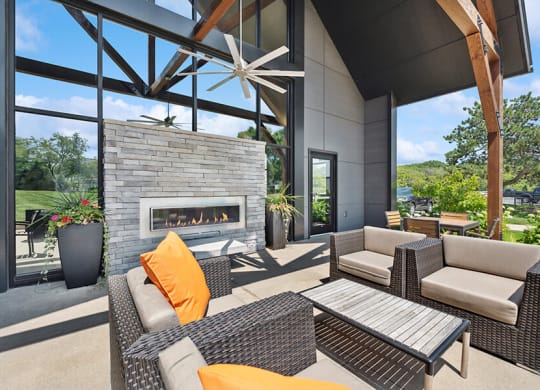 Community Clubhouse Patio Area at Elevate on Parkway Apartments, Burnsville, Minnesota