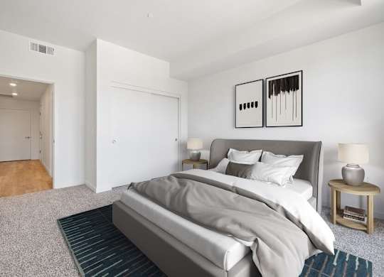 Model bedroom with closet