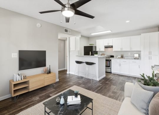 Model living room and kitchen