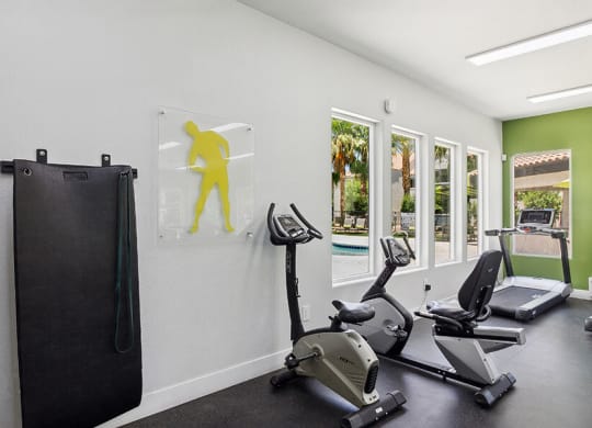 Community Fitness Center with Equipment at Monterra Apartments located in Las Vegas, NV.