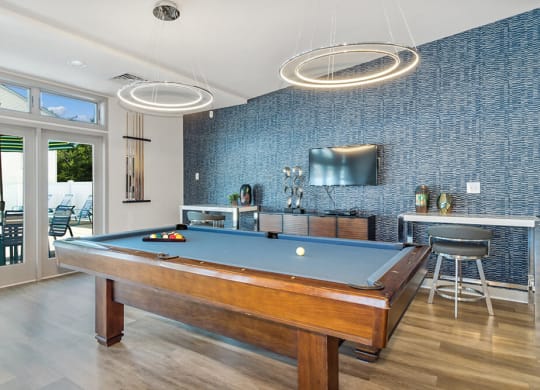 Clubhouse interior with billiards table