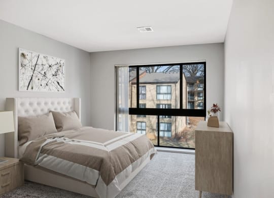 Model bedroom with large window