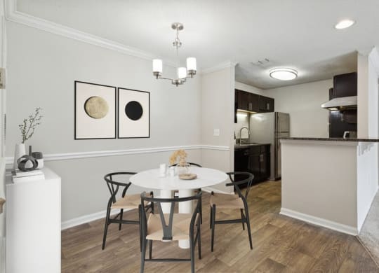 Model dining area and kitchen