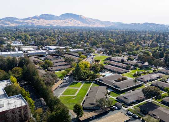 Aerial view of The Grove at Walnut Creek Apartments in Walnut Creek, CA.