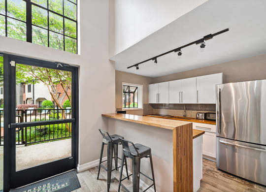 Community Clubhouse Kitchenette at Dallas North Park Apartments in Dallas, TX.