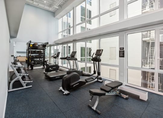 Fitness center with weightlifting equipment at TL Residences