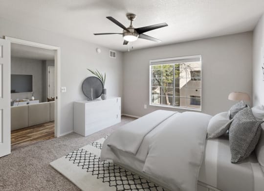 Model bedroom with private bathroom