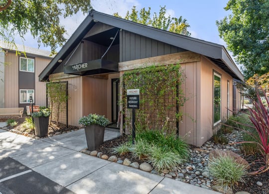 Community Clubhouse Entrance at The Archer Apartments in Sacramento, CA.