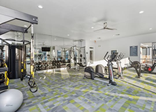 Community gym at Park West Apartments in Houston, Texas