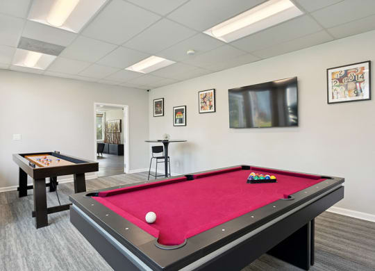 Community Clubhouse Pool Table at Fountains at Point West Apartments in Sacramento, CA.