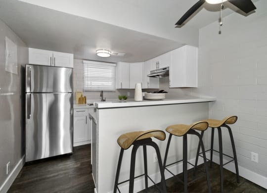 Model kitchen with bar seating
