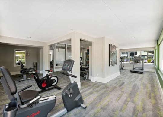 Community Fitness Center with Equipment at Waverley Place Apartments in Naples, FL.