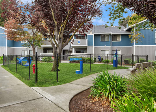 Community Dog Park with Agility Equipment at Meritage Apartments in Vallejo, CA.