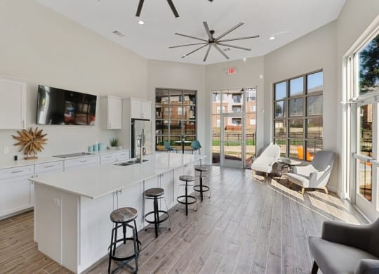Clubhouse kitchen and bar seating