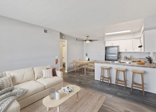 Model living room and kitchen