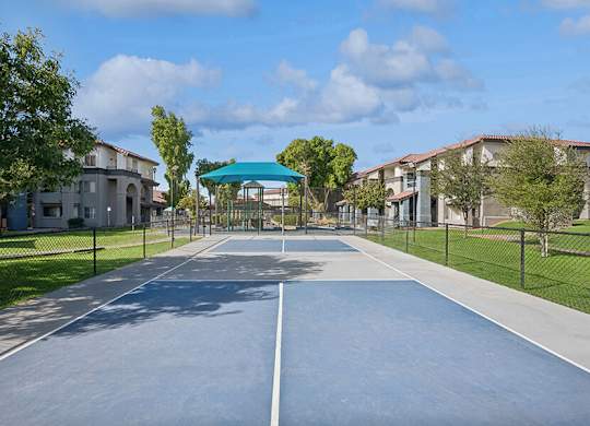 Community Pickleball Courts with Nets at Stillwater Apartments located in Glendale, AZ.