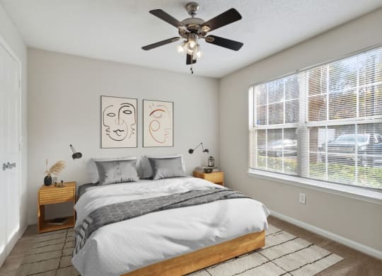 Model bedroom with large window