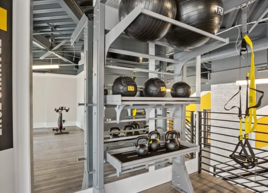 Fitness center with equipment