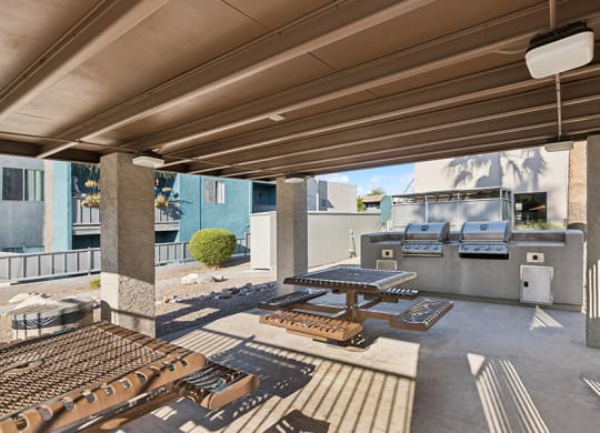 Outdoor BBQ Area with Canopy at Tanque Verde Apartments located in Tucson, AZ.