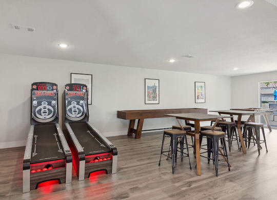 Community Clubhouse with Game Tables and Lounge Furniture at Loma Vista Apartments in Las Vegas, NV.
