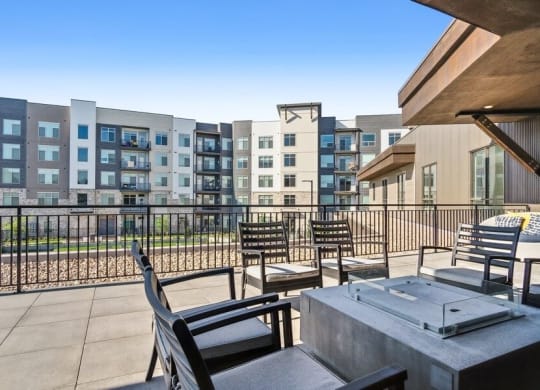 Community patio with fire pit
