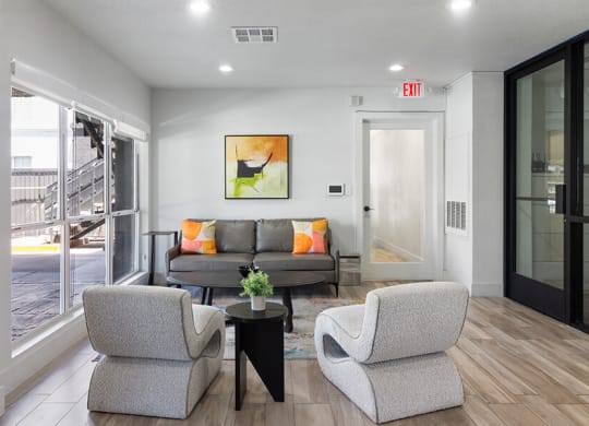 Community Clubhouse with Lounge Furniture at Meadow Ridge Apartments located in Las Vegas, NV.
