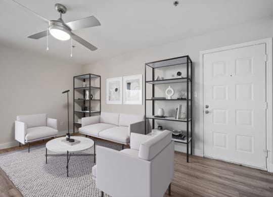 Model living room and entry way