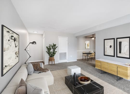 Model living room and dining