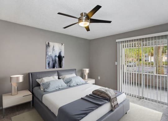 Model bedroom with private balcony sliding door