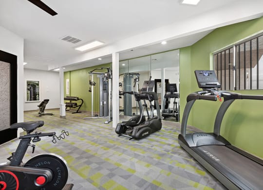 Community Fitness Center with Equipment at Crystal Creek Apartments in Phoenix, AZ.