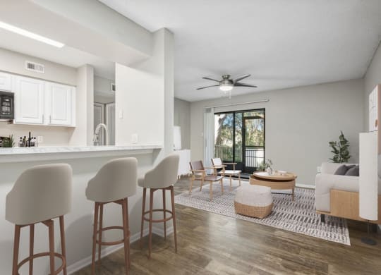 Model kitchen and living room