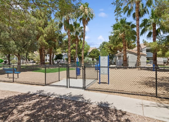 Community Dog Park with Agility Equipment at Monterra Apartments located in Las Vegas, NV.