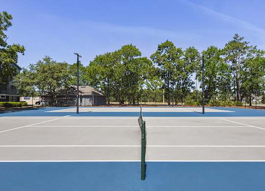 Community Pickleball Courts with Nets at Mirage on Kernan Apartments located in Jacksonville, FL.