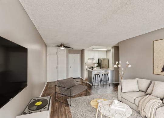 Model living room and kitchen