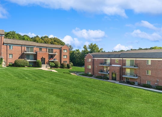 Exterior Community Building and Landscape at Heights Marlborough Apartments in Boston, MA.