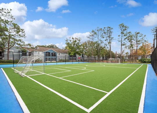 Community Soccer Field with Nets at Westland Park Apartments in Jacksonville, FL.