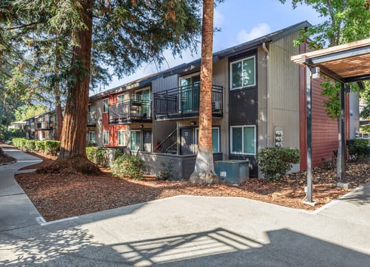 Exterior Community Building and Landscape at The Archer Apartments in Sacramento, CA.